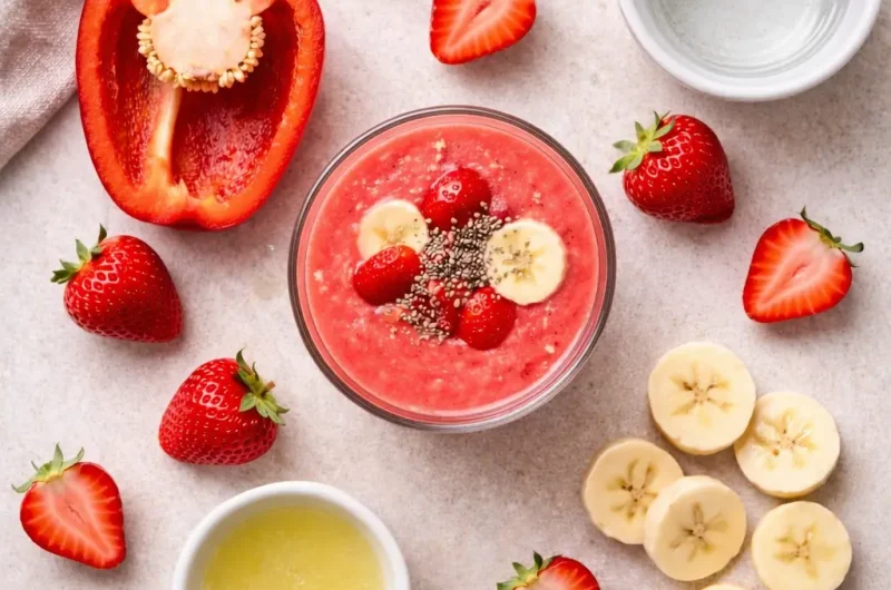 Kalorisnål Smoothie med Paprika, Jordgubbar och Banan
