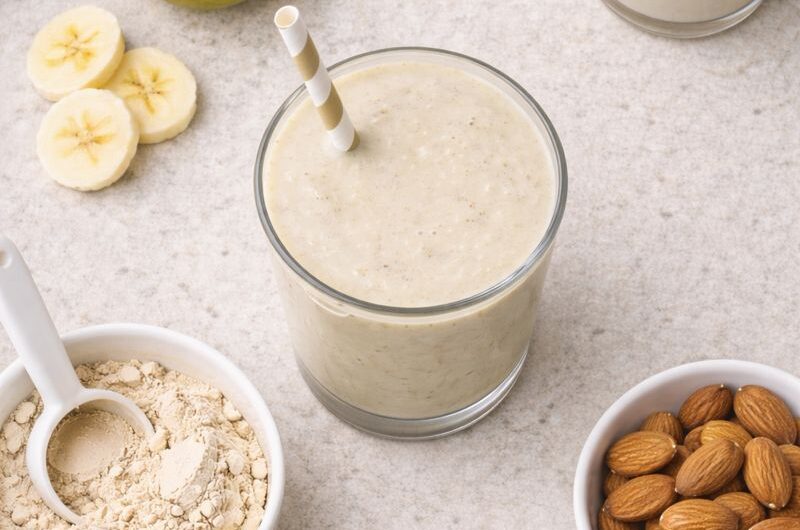 God Smoothie med Päron, Proteinpulver och Mandelmjölk