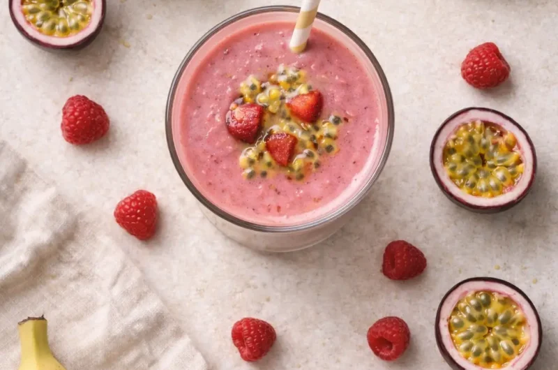 Enkel Smoothie med Passionsfrukt, Hallon och Banan