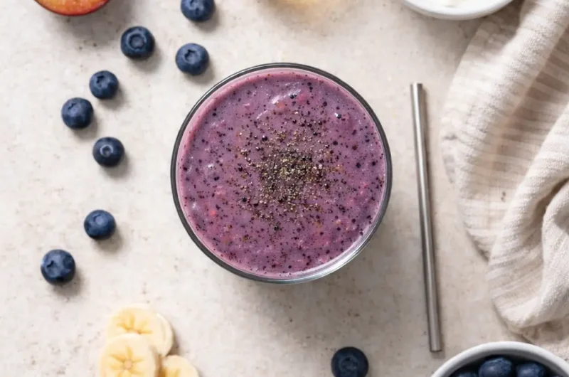 God Smoothie med Plommon, Banan och Blåbär