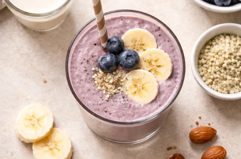 God Smoothie med Protein, Hampa, Blåbär och Mandelmjölk