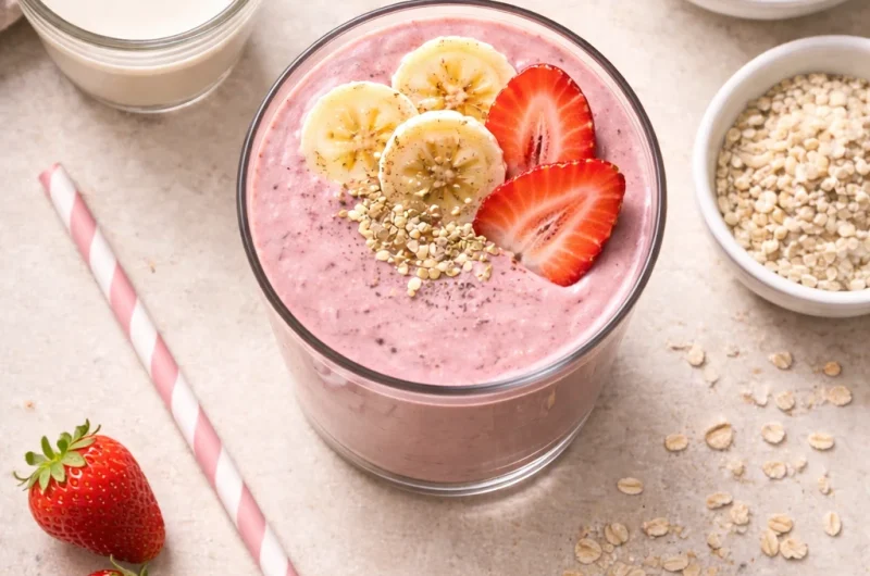 God Smoothie med Protein, Hampa, Jordgubbar och Havremjölk
