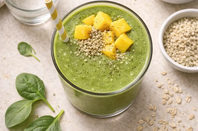 Grön Smoothie med Protein, Hampa, Spenat och Mango