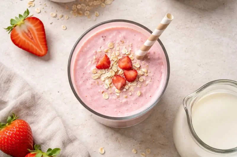 Frukost-Smoothie med Protein, Havregryn och Jordgubbar