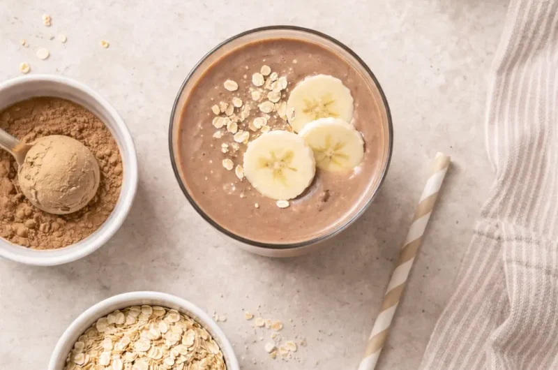 Mättande Smoothie med Proteinpulver, Havregryn och Kakao