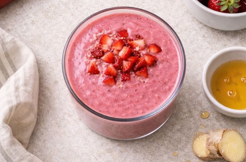 God Smoothie med Rabarber, Jordgubbar och Yoghurt