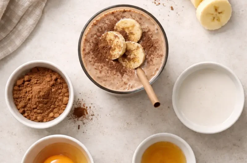 Enkel Smoothie med Rått ägg, Banan och Kakao