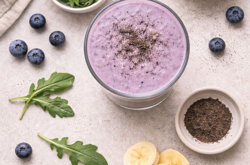 Kalorisnål Smoothie med Ruccola, Blåbär och Mandelmjölk