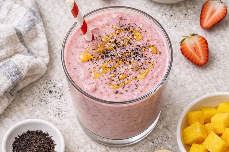 God Smoothie med Sojamjölk, Jordgubbar och Banan