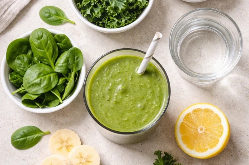 Grön Smoothie med Spenat, Grönkål och Proteinpulver