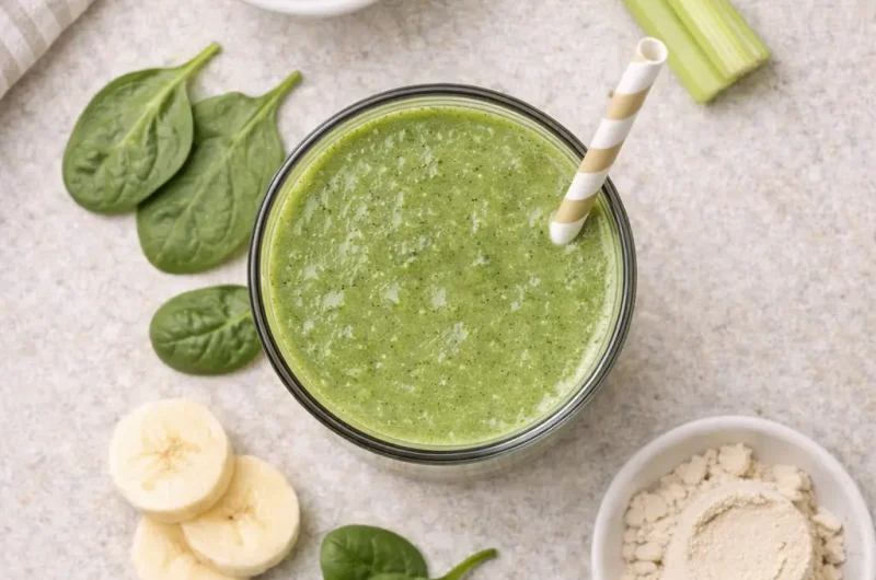 Grön Smoothie med Spenat, Selleri och Proteinpulver
