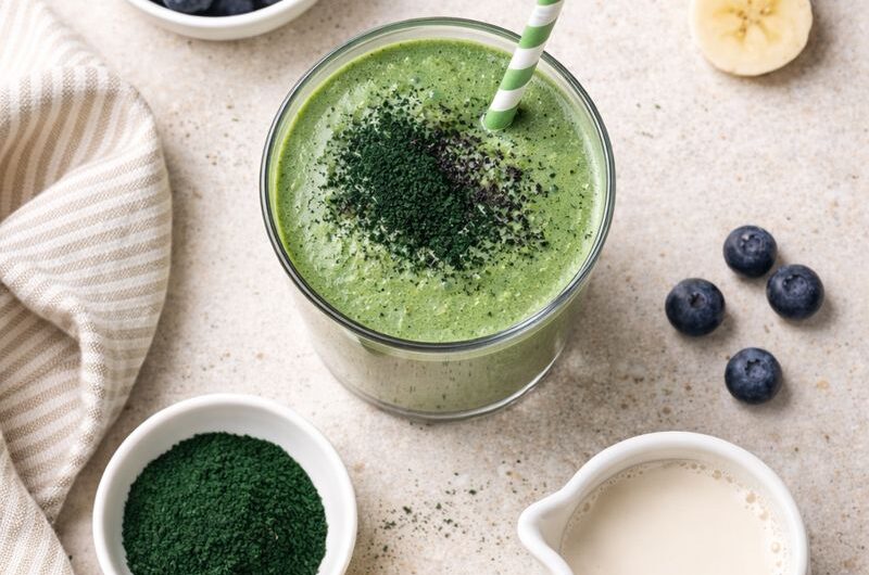 Antioxidativ Smoothie med Spirulina, Blåbär och Banan