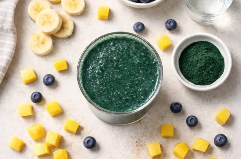 Antioxidativ Smoothie med Spirulina, Blåbär och Mango
