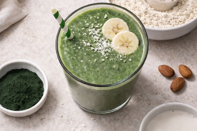 God Smoothie med Spirulina, Proteinpulver och Mandelmjölk