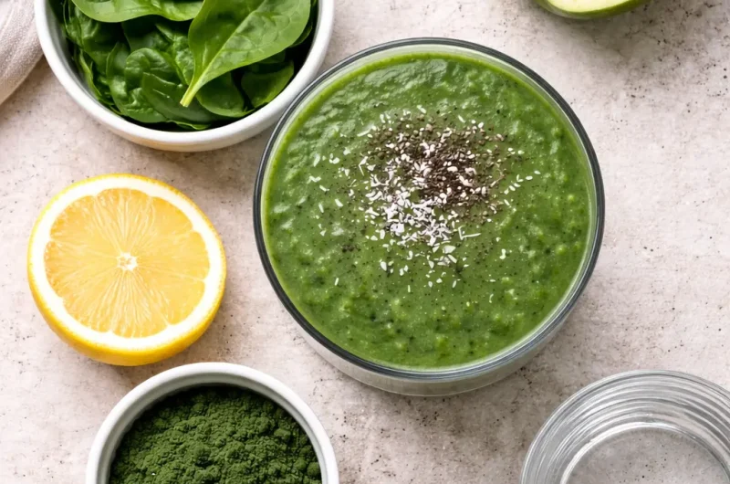 Grön Smoothie med Spirulina, Spenat och Äpple
