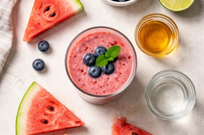 Detox-Smoothie med Vattenmelon, Blåbär och Lime