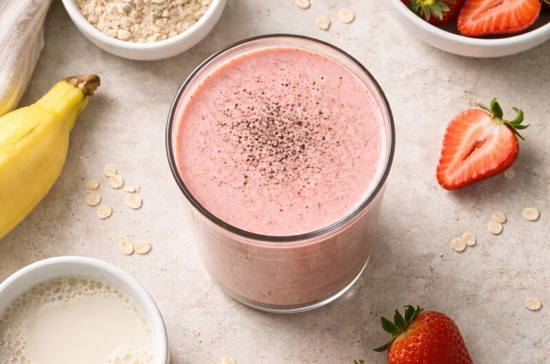 God Smoothie med Veganskt protein, Jordgubbar och Havremjölk