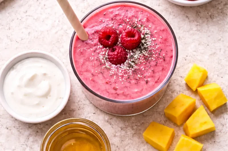 God Smoothie med Yoghurt, Hallon och Mango