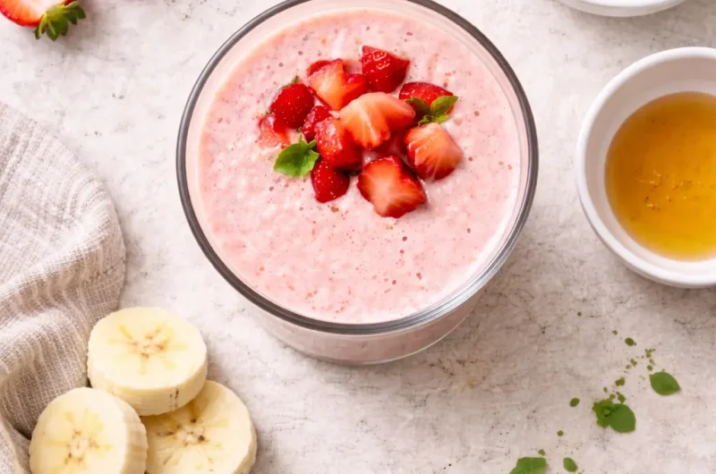 Enkel Smoothie med Banan, Jordgubbar och Yoghurt