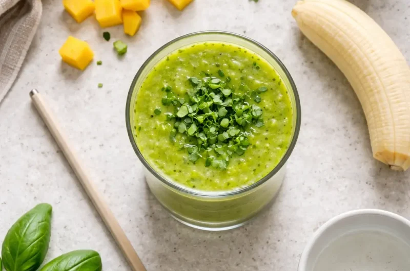 Kalorisnål Smoothie med Basilika, Mango och Banan