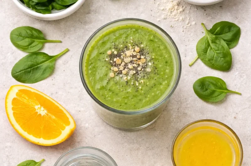 Nyttig Smoothie med Broccoli, Spenat och Proteinpulver