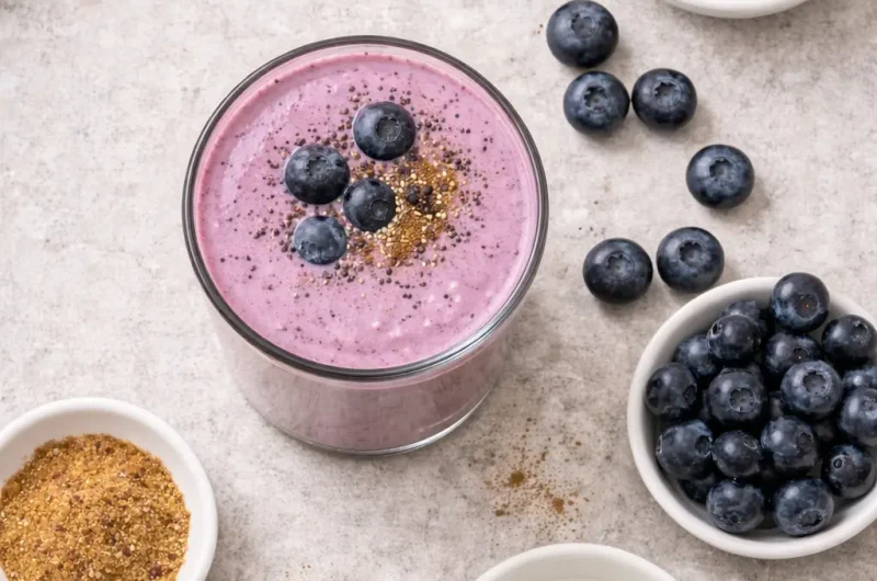 Antioxidativ Smoothie med Chai, Blåbär och Proteinpulver