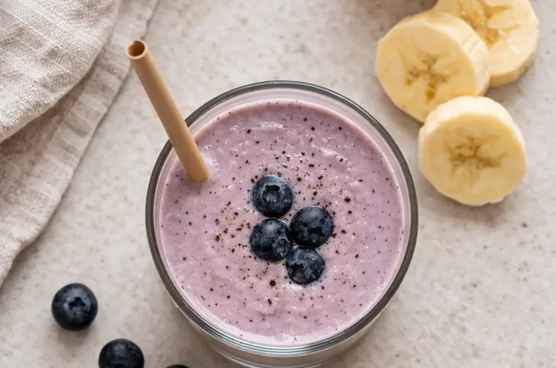 Enkel Smoothie med Filmjölk, Banan och Blåbär