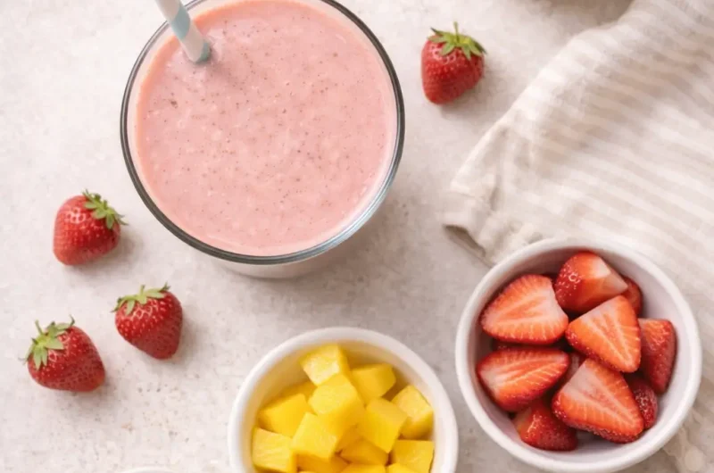 Enkel Smoothie med Filmjölk, Mango och Jordgubbar