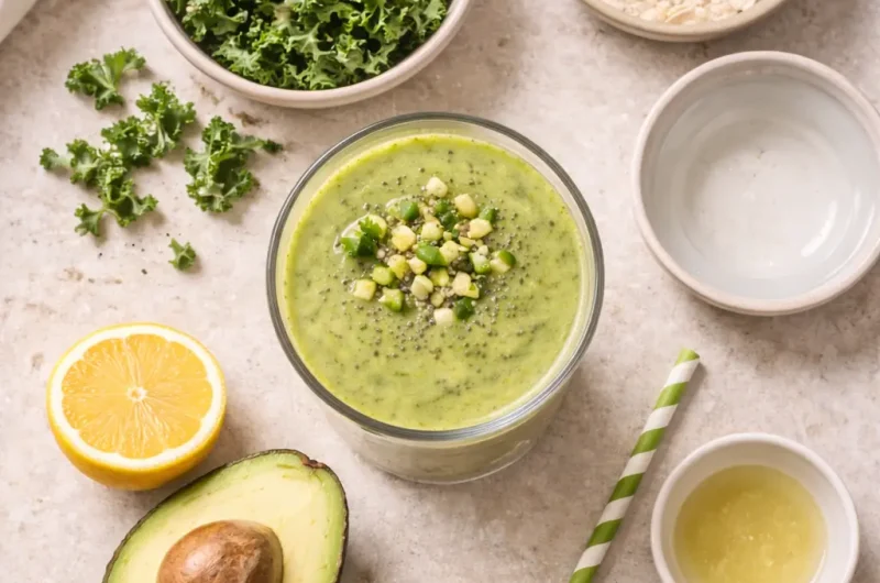 Nyttig Smoothie med Grönkål, Avokado och Proteinpulver