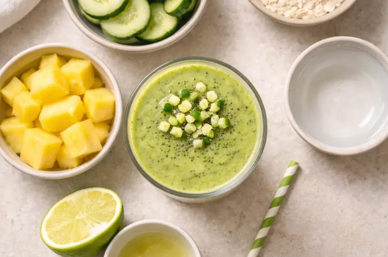 Kalorisnål Smoothie med Gurka, Ananas och Proteinpulver