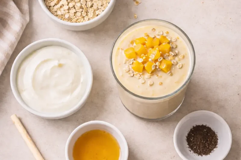 Enkel Smoothie med Havregryn, Yoghurt och Mango