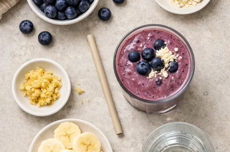 Antioxidativ Smoothie med Ingefära, Blåbär och Proteinpulver
