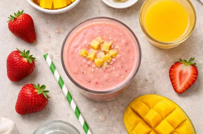 Immunstärkande Smoothie med Ingefära, Jordgubbar och Mango