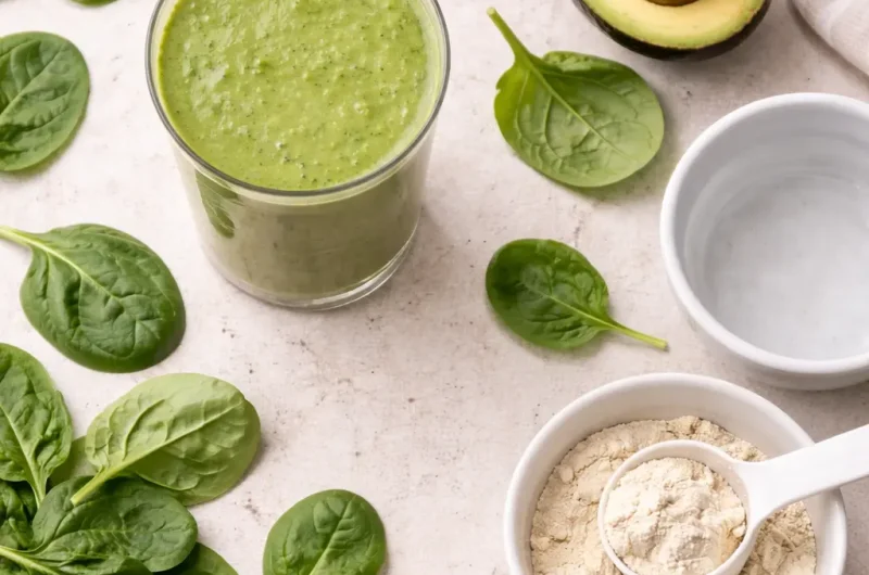 Nyttig Smoothie med Ingefära, Spenat, Avokado och Proteinpulver