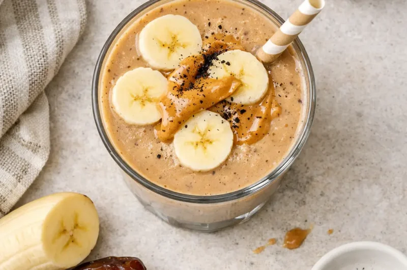 Mättande Smoothie med Jordnötssmör, Dadlar och Banan