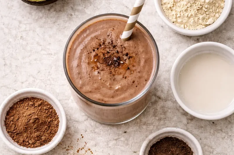 Enkel Smoothie med Kakao, Avokado och Proteinpulver