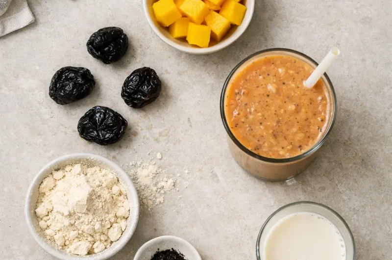 Enkel Smoothie med Katrinplommon, Mango och Proteinpulver