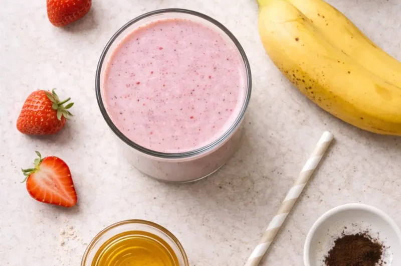 Enkel Smoothie med Kefir, Jordgubbar och Banan