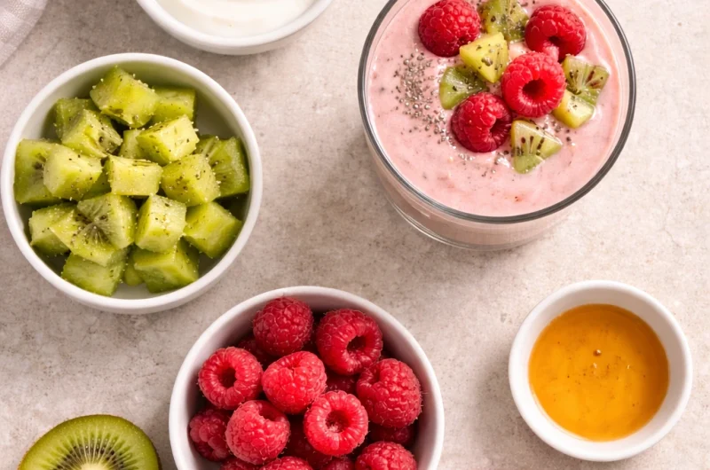 Enkel Smoothie med Kiwi, Hallon och Yoghurt