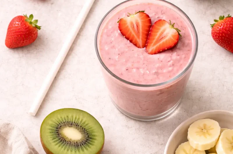 Enkel Smoothie med Kiwi, Jordgubbar och Banan