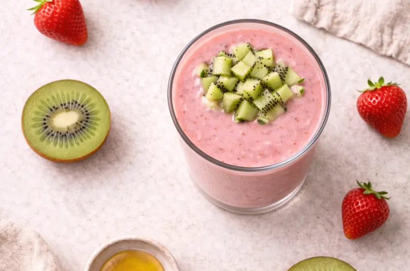 Enkel Smoothie med Kiwi, Jordgubbar och Mandelmjölk