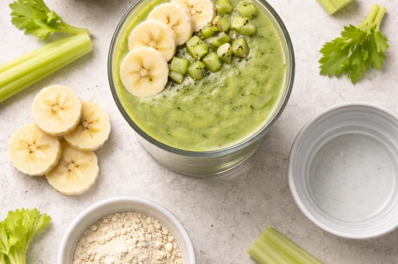 Enkel Smoothie med Kiwi, Selleri och Proteinpulver