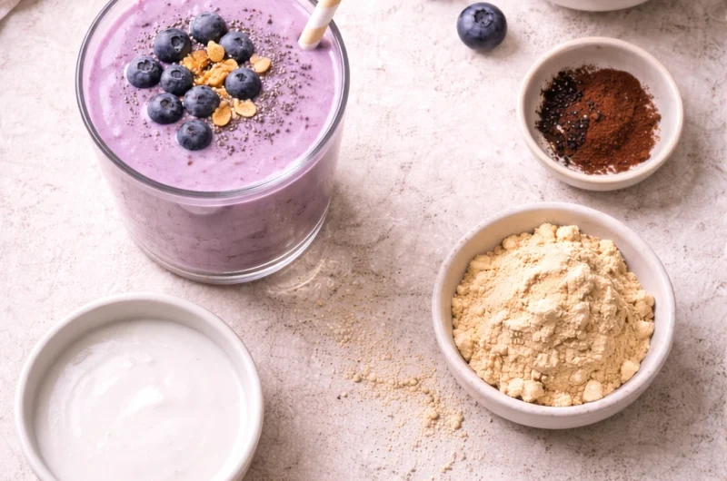 Enkel Smoothie med Katrinplommon, Banan och Blåbär