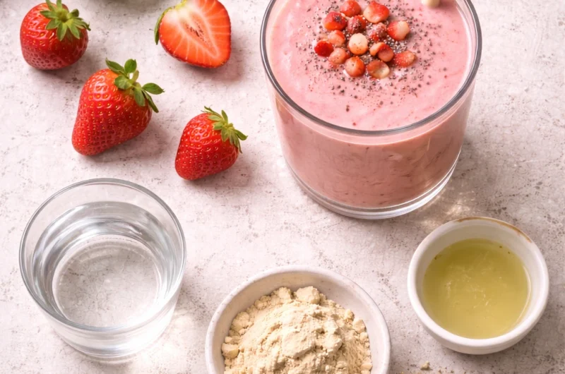 Enkel Smoothie med Lime, Jordgubbar och Proteinpulver