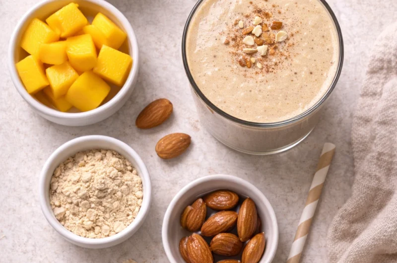 Enkel Smoothie med Mandel, Mango och Proteinpulver