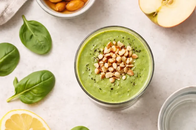 Nyttig Smoothie med Mandel, Spenat och Äpple