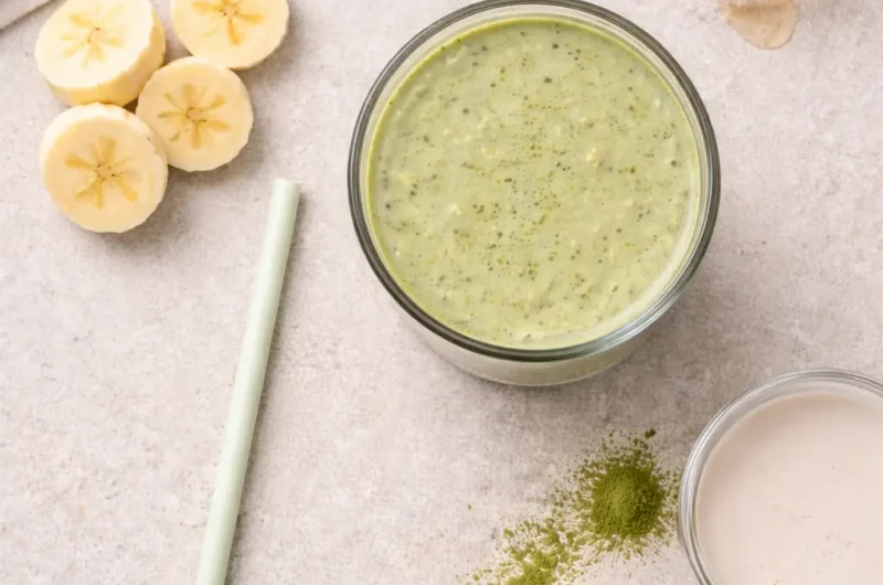 Enkel Smoothie med Matcha, Mandelmjölk och Banan