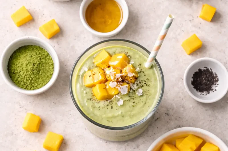 Kalorisnål Smoothie med Matcha, Mango och Mandelmjölk