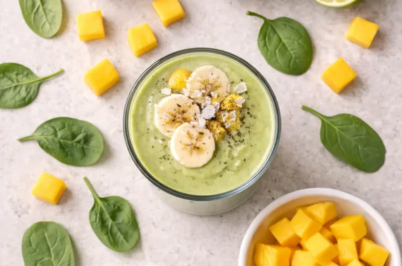 Nyttig Smoothie med Matcha, Mango och Spenat