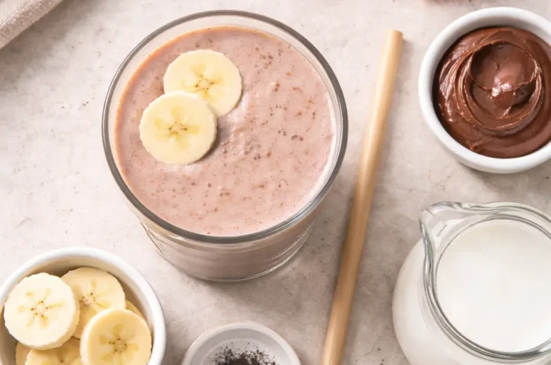 Enkel Smoothie med Nutella, Banan och Jordgubbar